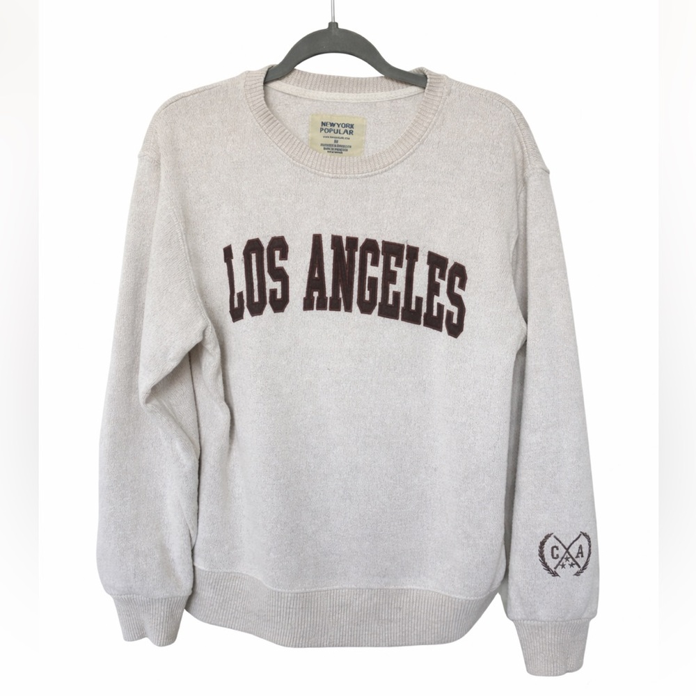 Los Angeles Cream Crewneck Pullover by New York Popular